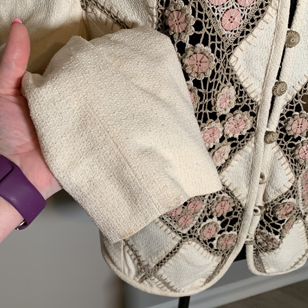 Vintage 1980s Lim’s- Patchwork/Crocheted Button E… - image 5